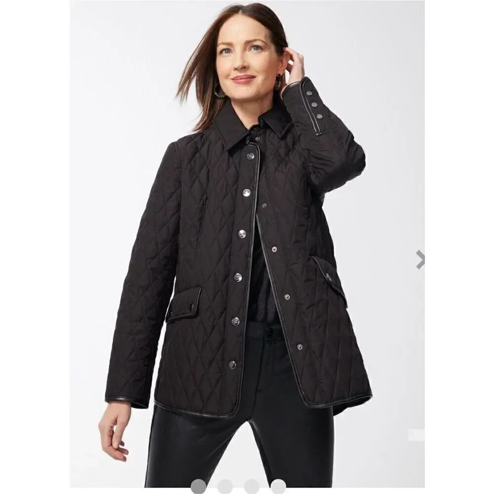 Chico’s Quilted black mid length XL jacket